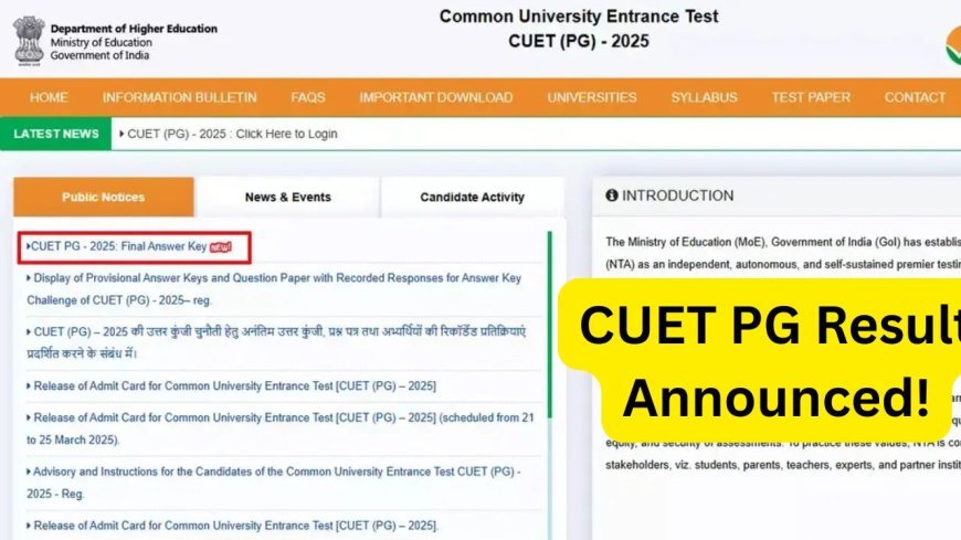 NTA Announced CUET PG Result 2025, How to Download Scorecard?