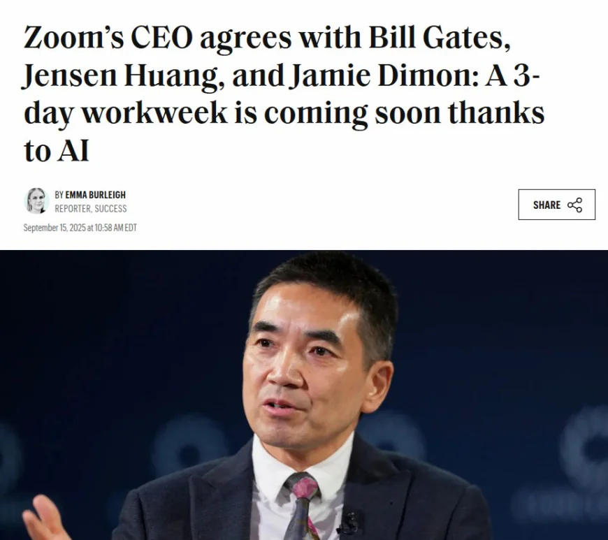 “The Workweek Revolution: Zoom CEO Predicts 3-4 Day Weeks Thanks to AI”