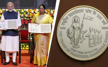 Historic Moment: PM Modi Unveils ₹100 Coin Featuring Bharat Mata at RSS Centenary